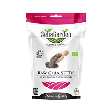 Seba Garden Bio-Premium-nährstoffreiche rohe schwarze Chia-Samen 1 kg, mit Joghurt verwenden und Smoothies, gentechnikfrei, vegan, glutenfrei, Keto und Paleo  